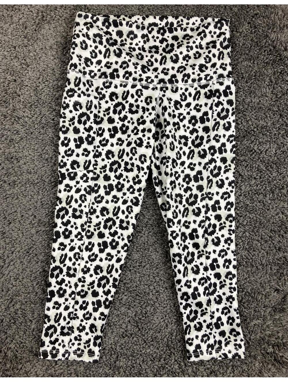 Catherine Malandrino Leggings Women's Black White Animal Print Crop Sz XS